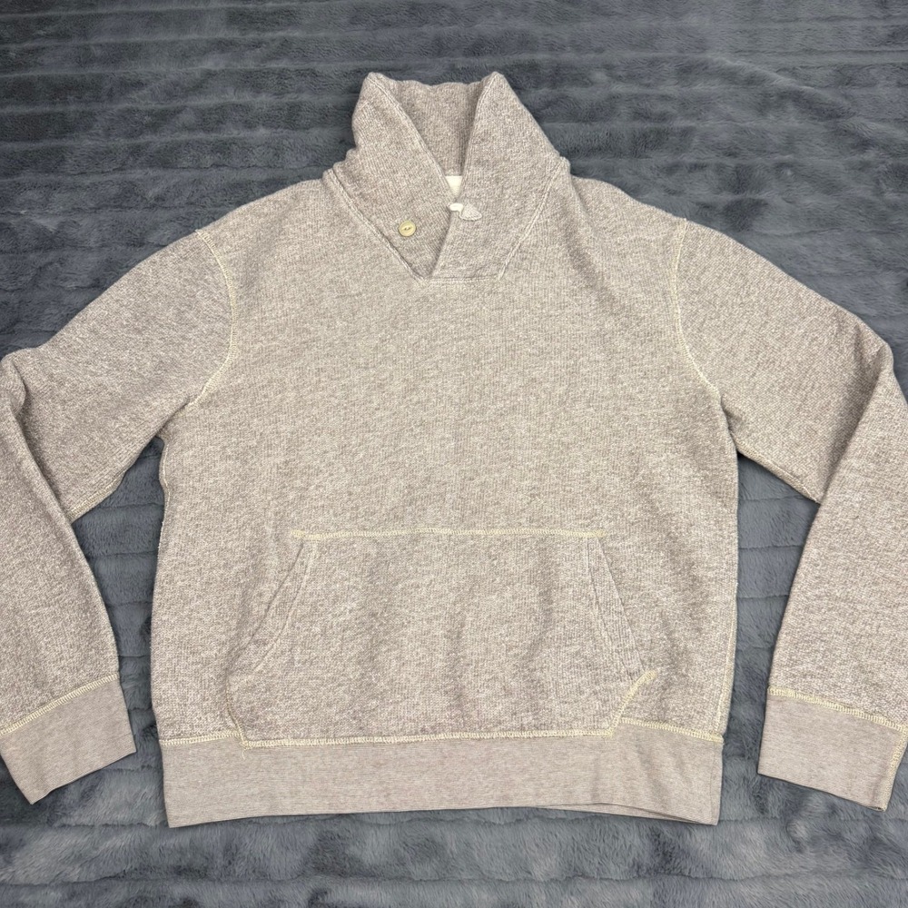 J.Crew Vintage Fleece Shawl Collar Sweatshirt Mens Medium Tan 45582